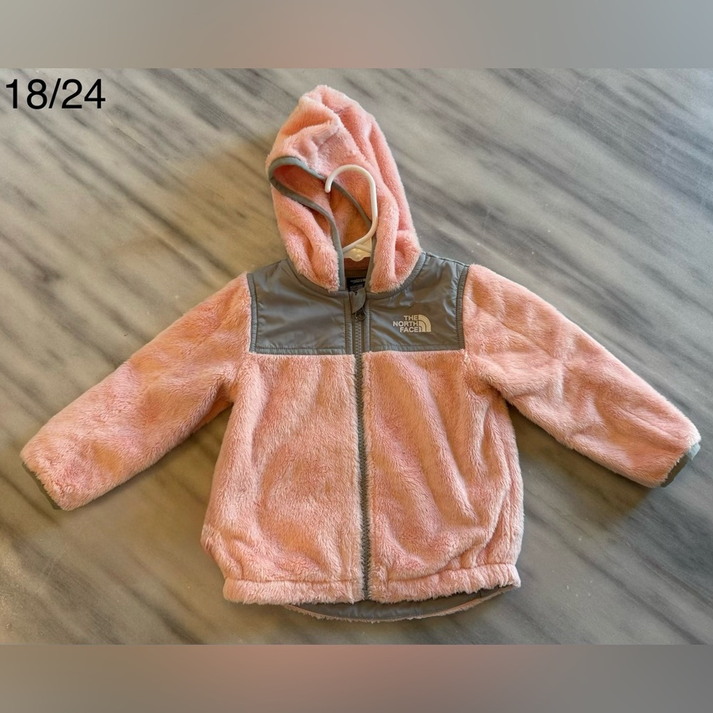 18/24M The North Face Pink and Gray Hooded Fleece